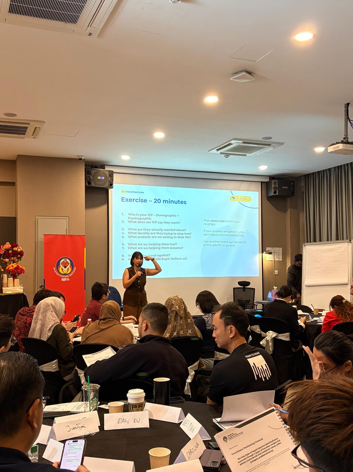 Claudia Ng facilitating the MFA One Day Intensive Training